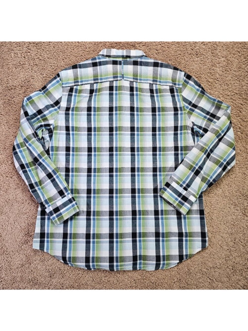 Banana Republic Button Up Shirt Mens XL Green Plaid Long Sleeve Cotton - Picture 4 of 8